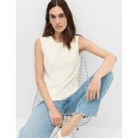 M&S Air-Yarn Crew Neck Knitted Vest Ivory