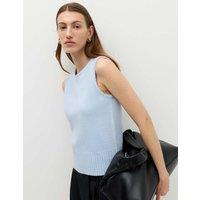 M&S Air-Yarn Crew Neck Knitted Vest Faded Blue