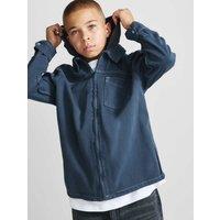 M&S Cotton Rich Hooded Zip Shirt (6-16 Yrs) Blue