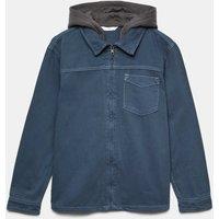 M&S Cotton Rich Hooded Zip Shirt (6-16 Yrs) Blue