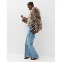 M&S Cotton Rich Embellished High Waisted Wide Leg Jeans Medium Indigo