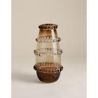 M&S Smoked Glass Textured Frill Vase Brown