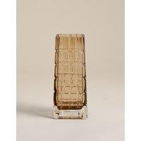 M&S Rectangular Textured Tinted Glass Vase Brown