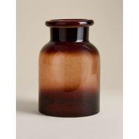 M&S Smoked Glass Large Roll Top Apothecary Vase Brown
