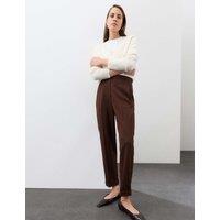 Autograph Wool Blend Tapered Leg Trousers Mahogany