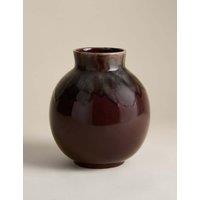 M&S Medium Reactive Glaze Ceramic Rounded Vase Purple