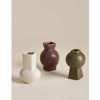 M&S Set of 3 Glazed Ceramic Vases Multi