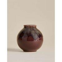 M&S Small Reactive Rounded Ceramic Vase Purple