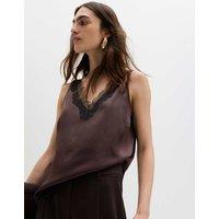 M&S Lace Insert Cami Top Chocolate Mix