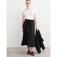 JAEGER Wool Rich Midi A-Line Skirt Black