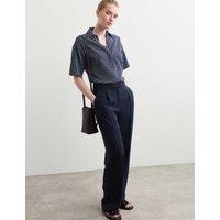 JAEGER Textured Straight Leg Trousers Navy