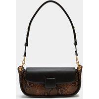 M&S Snake Print Colour Block Shoulder Bag Black Mix
