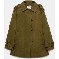 JAEGER Pure Wool Single Breasted Short Coat Light Green