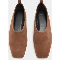 M&S Suede Flat Chisel Toe Ballet Pumps Dark Tan