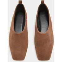 M&S Suede Flat Chisel Toe Ballet Pumps Dark Tan