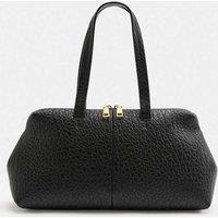 M&S Textured Double Zip Grab Bowler Bag Black