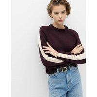 M&S Cotton Rich Striped Crew Neck Jumper Dark Aubergine