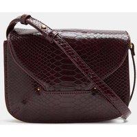 M&S Snake Print Envelope Cross Body Bag Burgundy