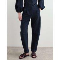 JAEGER Cotton Rich Checked Barrel Leg Trousers Navy