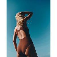 M&S Bonded High Neck Swimsuit Chestnut