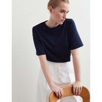 JAEGER Cotton Modal Blend Crew Neck T-Shirt Navy