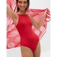 M&S Bonded High Neck Swimsuit Lacquer Red