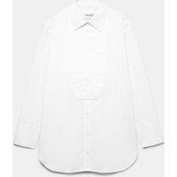 JAEGER Pure Cotton Collared Bib Detail Shirt White