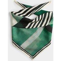 JAEGER Pure Silk Striped Scarf Green Mix