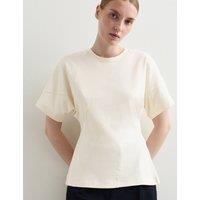 JAEGER Cotton Modal Slim Fit Twist Detail Top Cream