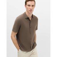 M&S Mercerised Cotton Knitted Polo Shirt Espresso