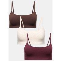 M&S 3 Pack Seamless Non Wired Micro Crop Tops Wine Mix