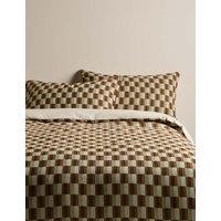 M&S Checkerboard Gauze Jacquard Bedding Set Moss