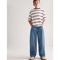M&S Relaxed Baggy Pure Cotton Jeans (6-16 Yrs) Mid Blue