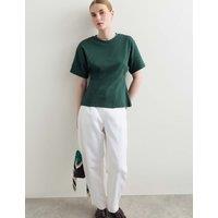 JAEGER Cotton Modal Slim Fit Twist Detail Top Dark Green