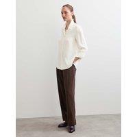 JAEGER Pure Silk Collared Shirt Ivory
