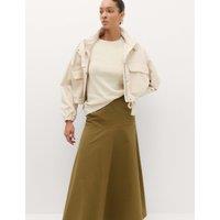 M&S Pure Cotton Maxi Drop Waist Skirt Moss