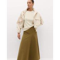 M&S Pure Cotton Maxi Drop Waist Skirt Moss