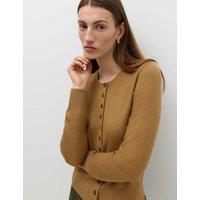 M&S Air-Yarn Crew Neck Short Cardigan Caramel