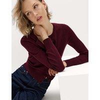 M&S Air-Yarn Crew Neck Short Cardigan Dark Burgundy