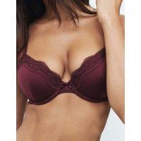 M&S Jasmine Lace Wired Demi Cup Bra A-E Dark Wine