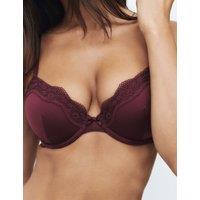 M&S Jasmine Lace Wired Demi Cup Bra A-E Dark Wine