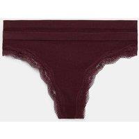 M&S 2 Pack Jasmine Lace Seamless Thongs Dark Wine