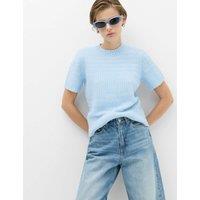 M&S Pointelle Knitted Top With Wool Faded Blue