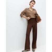 M&S Faux Suede Straight Leg Trousers Dark Chocolate