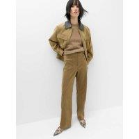 M&S Faux Suede Straight Leg Trousers Pale Green