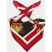 JAEGER Pure Silk Woven Floral Square Scarf Red Mix