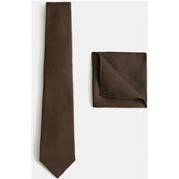 M&S Tie & Pocket Square Set Dark Brown