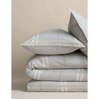M&S Brushed Cotton Check Bedding Set Dove