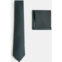 M&S Tie & Pocket Square Set Dark Evergreen