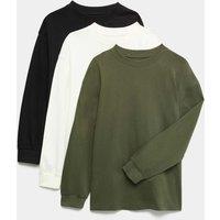 M&S 3 Pack Cotton Rich Plain Tops (6-16 Yrs) Green Mix